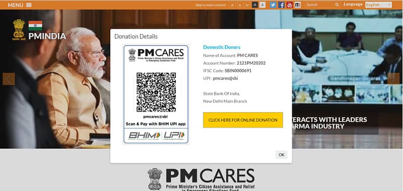 PM CARES - Donate for the fight against Corona