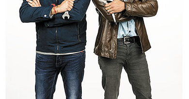 Rishabh Karwa ( in leather jacket ) and Nitin Rana, Co-Founders, GoMechanic